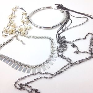 Bundle lot of 4 Silver Tone Necklaces 1 Ann Taylor